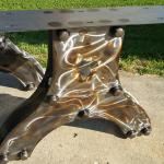 Industrial Conference Table Legs with Beautiful Markings and Hues produced by Fabrication by James Perkins Metal Sculpture Studios 513.497.2200